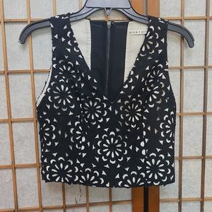 Alice + Olivia black white crop tank top